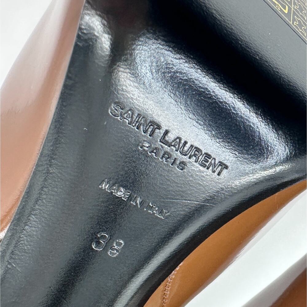 NWOB Saint Laurent Vendome Knee High Boots Pointed Toe Brown Leather EU 38 US 8 - Picture 12 of 14